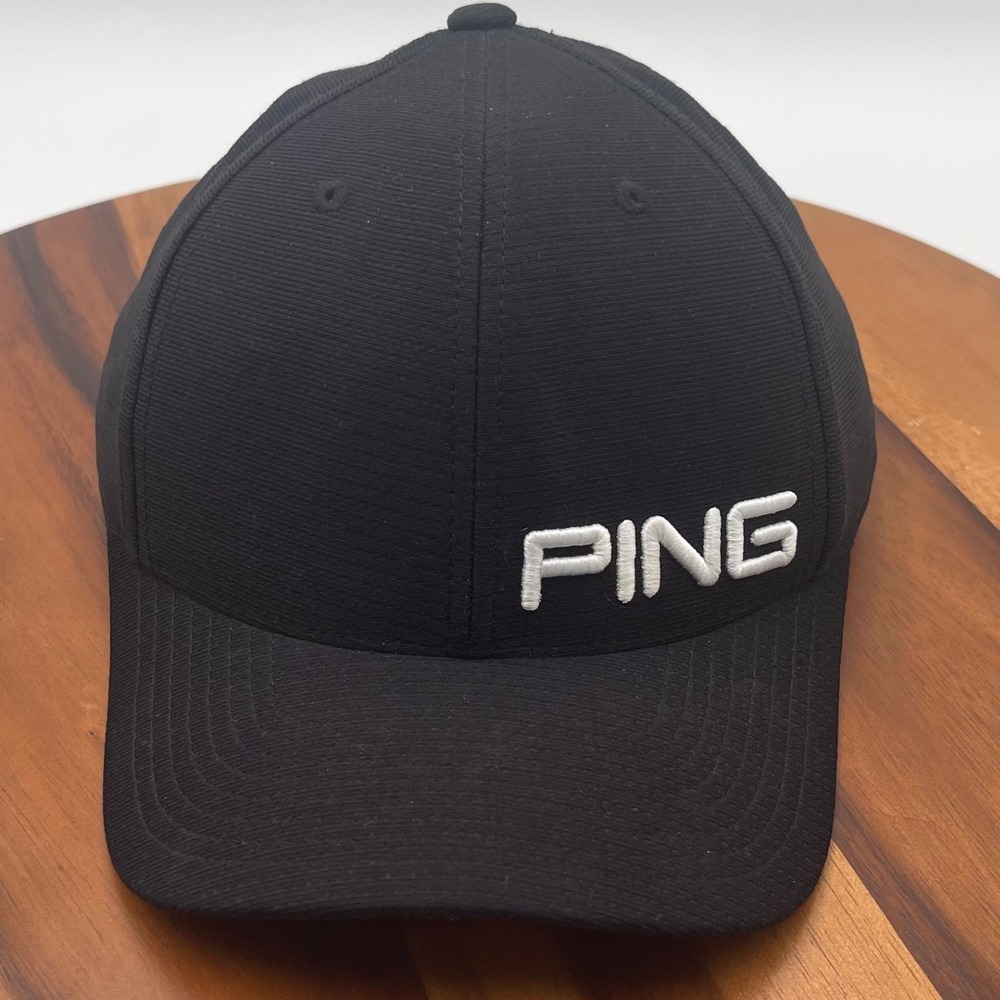 Ping Golf Hat Mens Black 110 One Ten Flexfit Tech Adjustable Baseball Cap